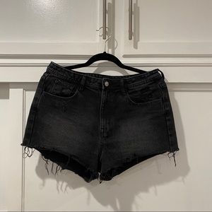 Black Jean High Waist Shorts